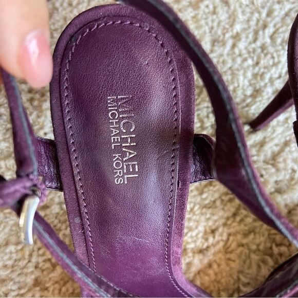 Michael Kors Mink Furry Purple Sandals Heel Size 7.5 - Picture 6 of 11